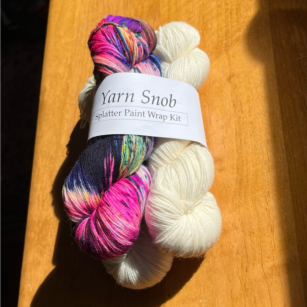 Yarn Snob Splatter Paint Wrap Kit - Multicolor & Cream Yarn Set